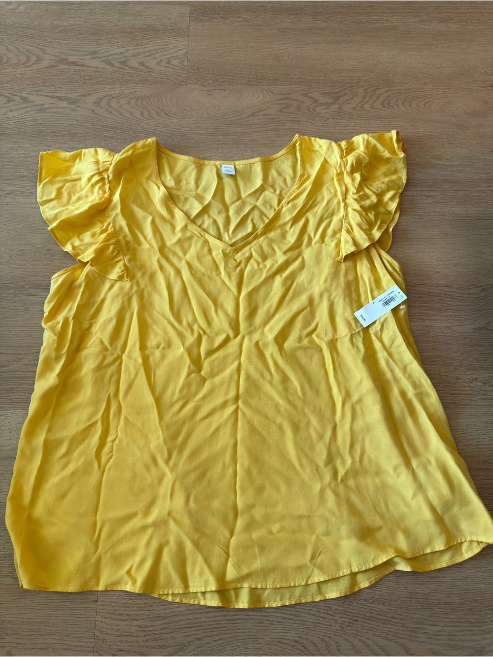 Old Navy Yellow V-Neck Flutter Sleeve Blouse